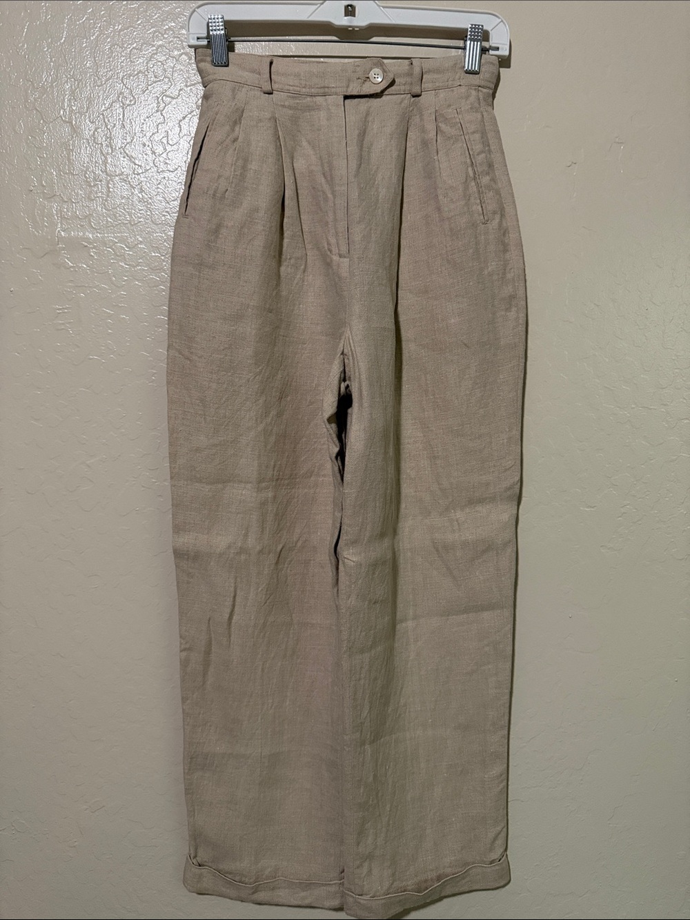 🔥 Vintage Brooks Brothers Beige Straight-Leg Irish Linen Blend Pants